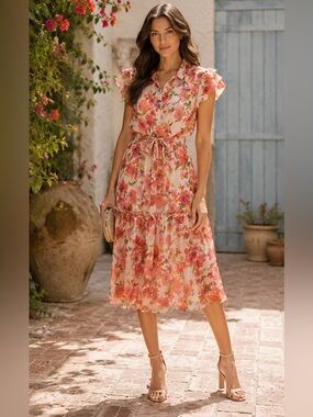 Misa Los Angeles Viola Dress Palmarei Blooms Chiffon - NWT